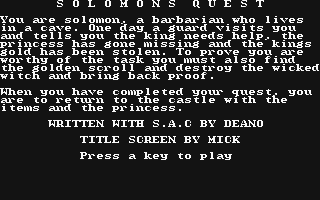 Solomon's Quest atari screenshot