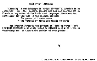 Spanish Verb Tutor atari screenshot