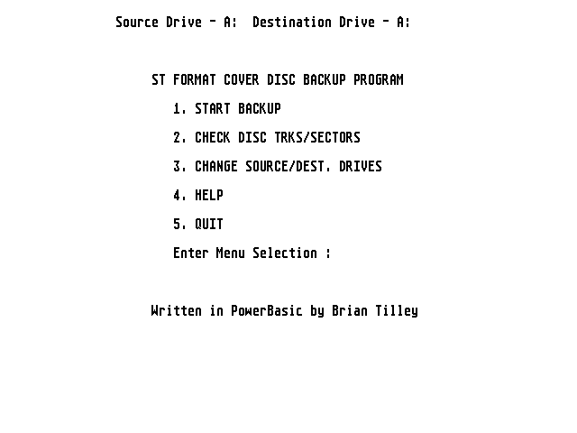 ST Format Cover Disc Backup Program atari screenshot