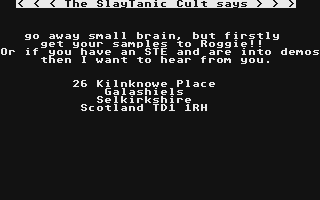 Slaytanic Cult Demo VI atari screenshot