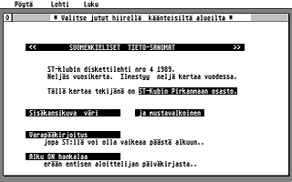 Suomenkieliset Tietosanomat 1989 / 4 atari screenshot