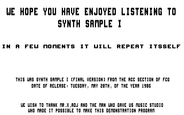 Synth Sample I atari screenshot