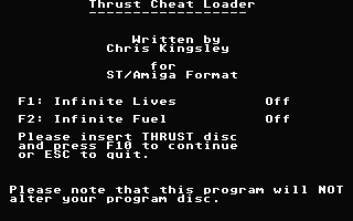 Thrust Cheat Loader atari screenshot
