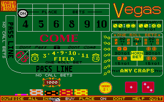 Vegas Craps atari screenshot