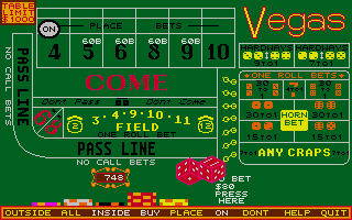 Vegas Craps atari screenshot