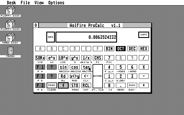 WolFire ProCalc atari screenshot