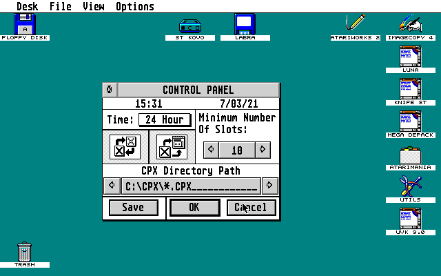 XControl - Extensible Control Panel atari screenshot