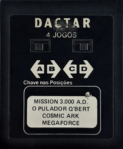 4 Jogos - Mission 3.000 A.D. / O Pulador Q'Bert / Cosmic Ark / Megaforce — Cartridge 1