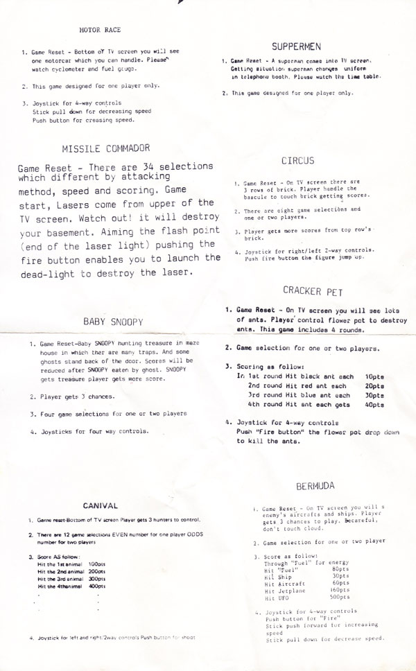 Instructions page 1