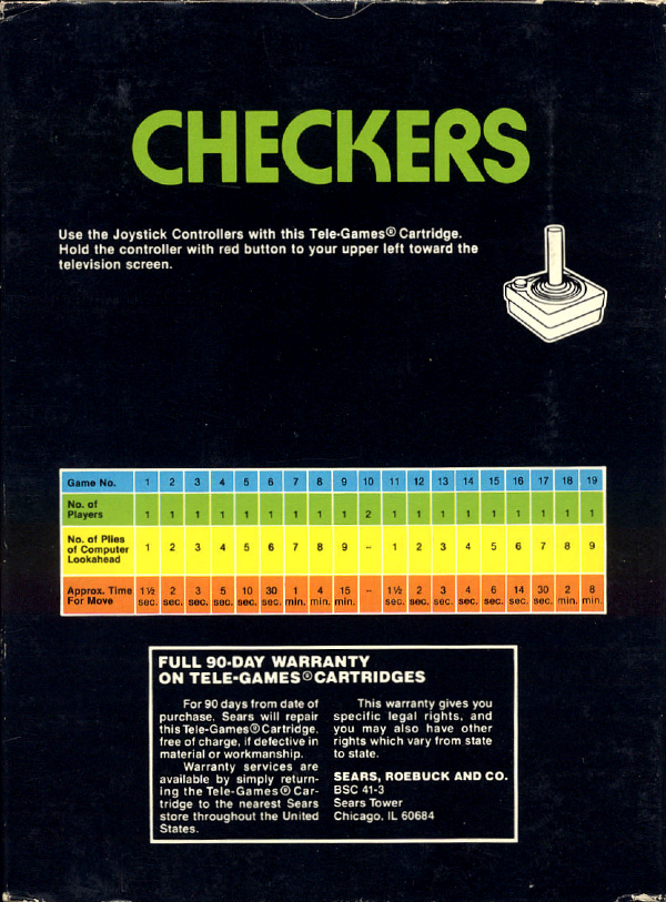 Atari 2600 VCS Checkers : scans, dump, download, screenshots, ads ...
