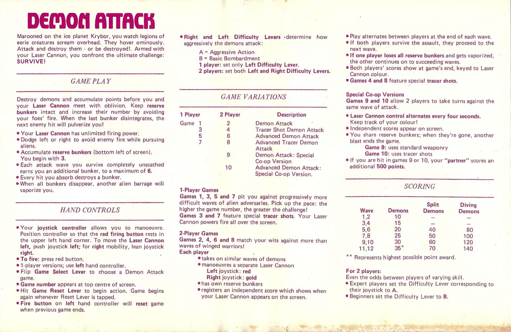 Instructions page 1