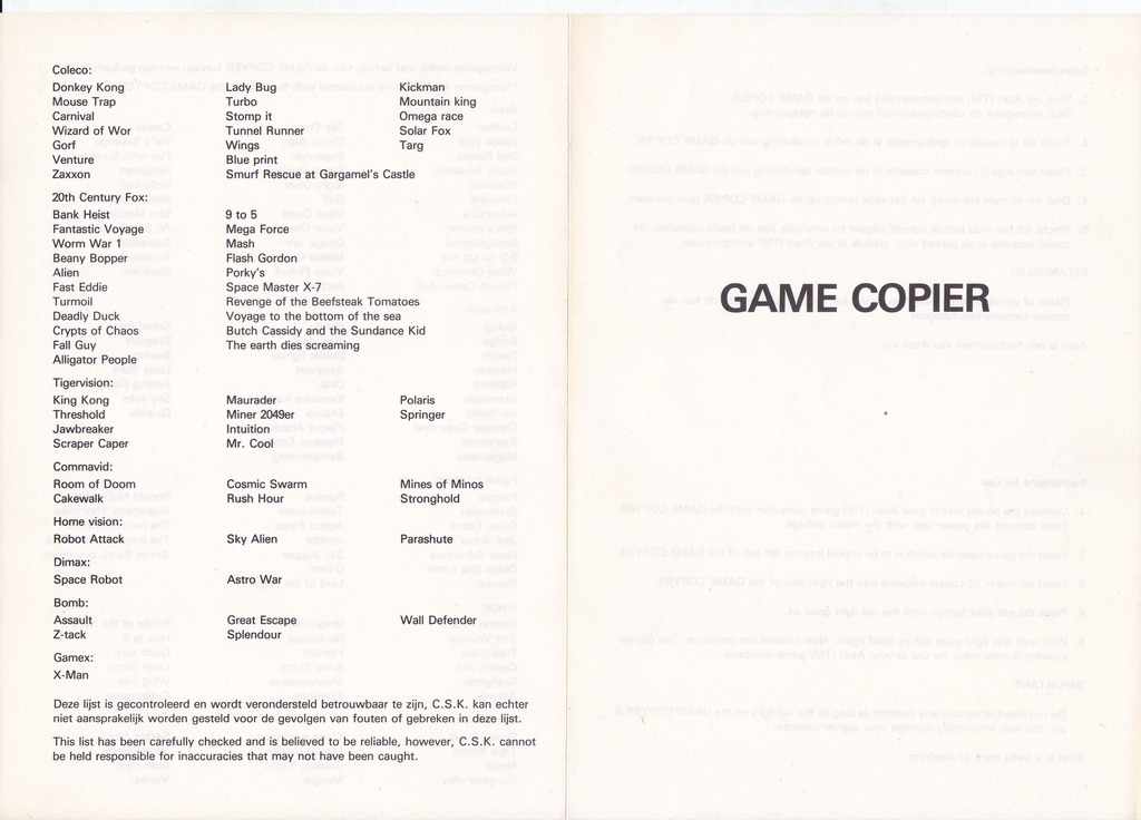 Instructions page 1