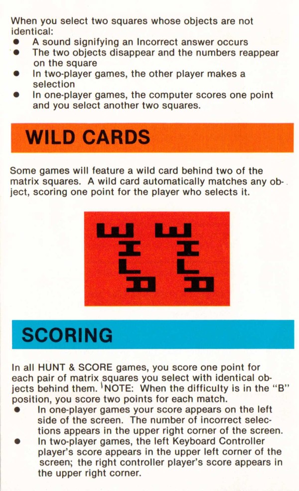 Atari 2600 VCS Game of Concentration (A) : scans, dump, download ...