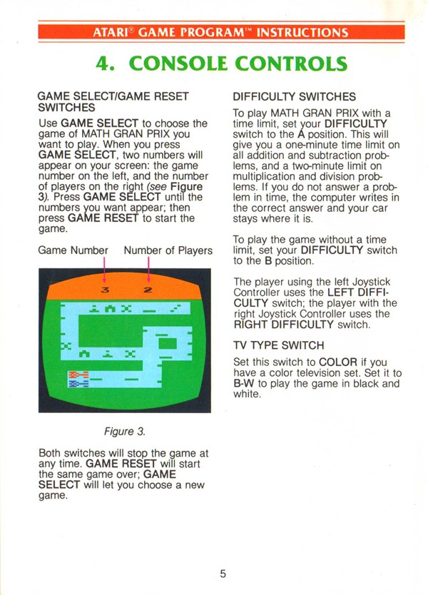 Atari 2600 VCS Math Gran Prix : scans, dump, download, screenshots, ads ...