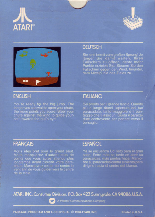 Jeu Atari 2600 – Sky Diver – CX2629 – Avec Notice D'origine, Bon état