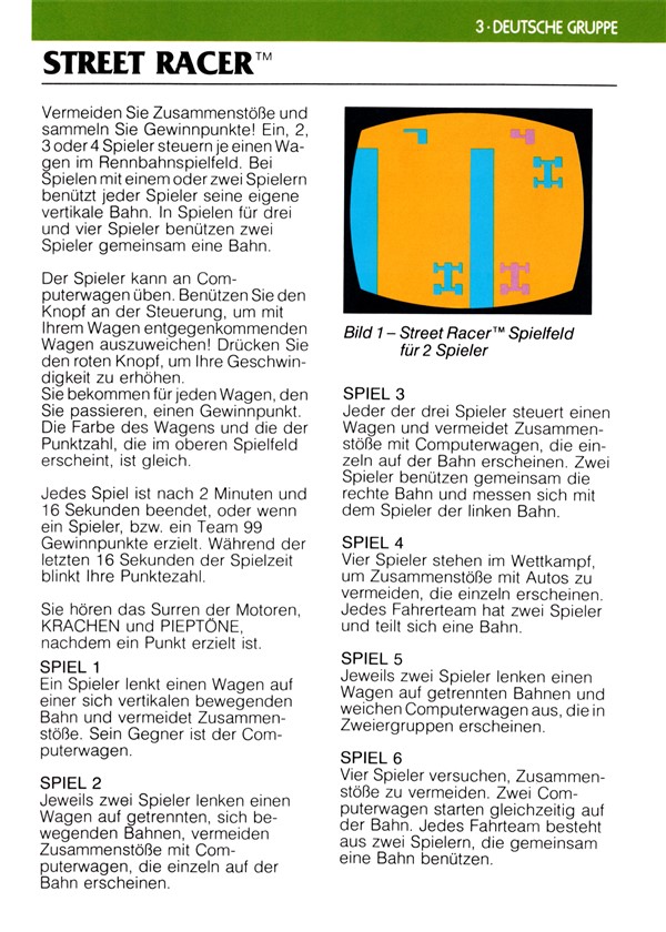 Jeu ATARI 2600 : STREET RACER - Avec Boîte Et Notice - Testé Et Fonctionnel - État Correct
