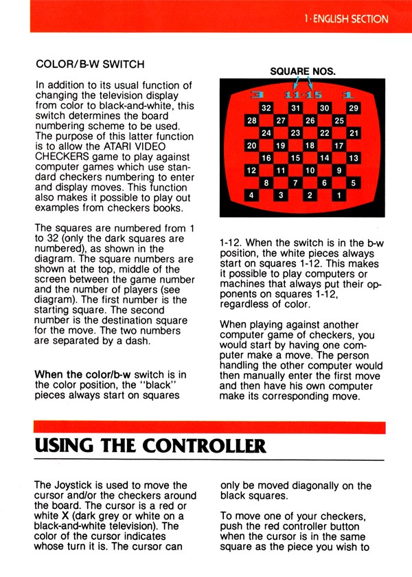 Atari 2600 VCS Video Checkers : scans, dump, download, screenshots, ads ...