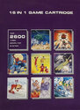 16 in 1 - Space War / Fancy Tank / Outlaw / Cowboy / Ski Run / Tic-Tac-Toe / I.Q. Winner / Chess / Baseball / Laser Blast / Othello / Boxing / Tennis / Fishing / Bowling / Freeway Atari cartridge scan