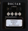 4 Jogos - Baseball / Baskett / Golf / Pele's Soccer Atari cartridge scan