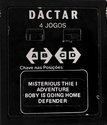 4 Jogos - Misterious Thie I / Adventure / Boby Is Going Home / Defender Atari cartridge scan