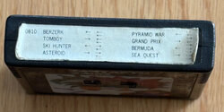 8 in 1 - Berzerk / Pyramid War / Tomboy / Grand Prix / Ski Hunter / Bermuda / Asteroid / Sea Quest Atari cartridge scan