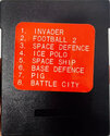 8 in 1 - Invader / Football 2 / Space Defence / Ice Polo / Space Ship / Base Defence / Pig / Battle City Atari cartridge scan