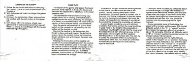 Jungle Fever / Knight on the Town Atari instructions