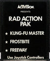 Rad Action Pak - Kung-Fu Master / Frostbite / Freeway / Chopper Command Atari cartridge scan