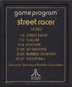 Street Racer Atari cartridge scan