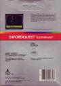SwordQuest - EarthWorld Atari cartridge scan