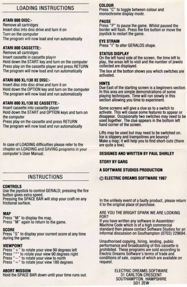Instructions page 1