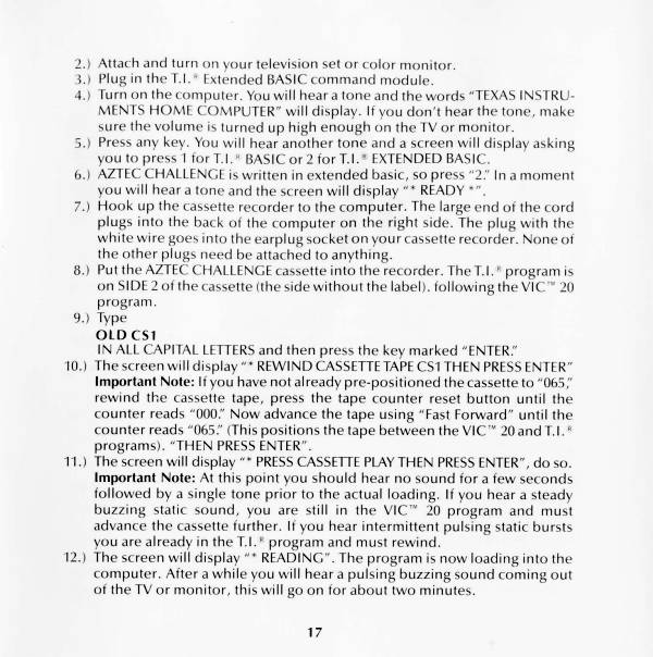 Instructions page 17