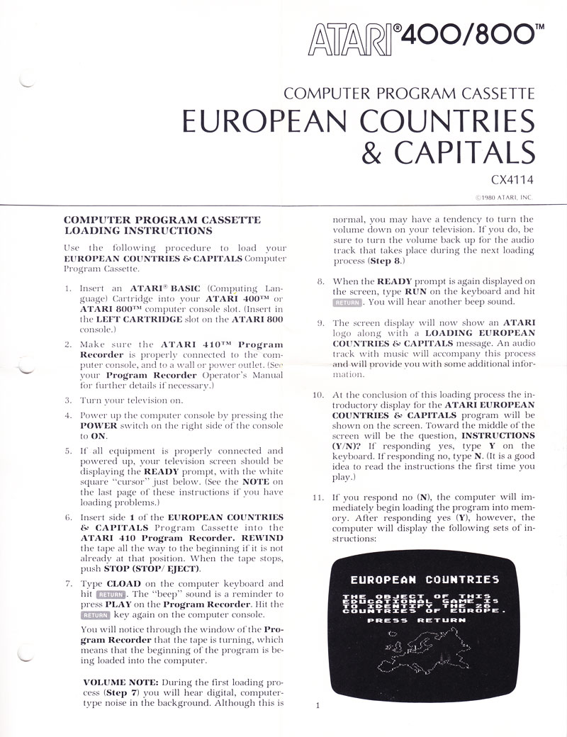 Instructions page 1