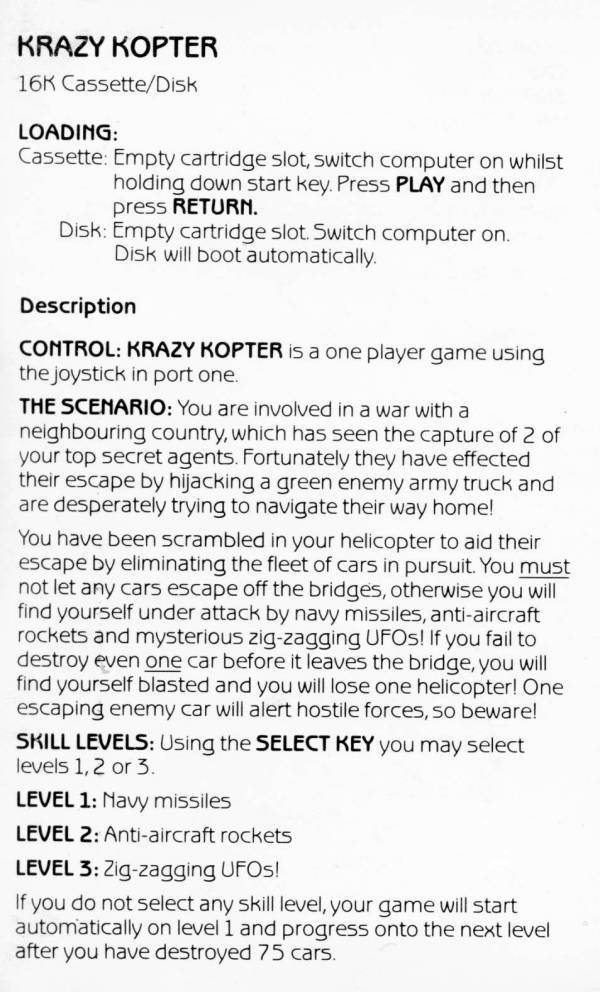 Instructions page 1