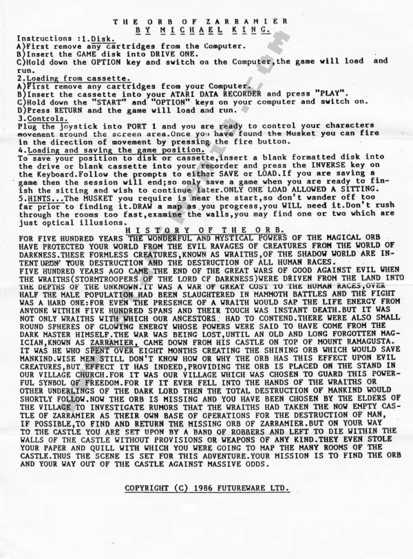Instructions page 1