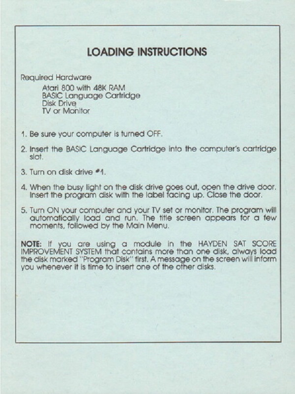Instructions page 1
