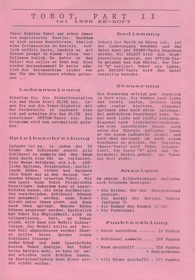 Instructions page 1