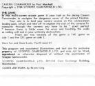 Cavern Commander Atari instructions