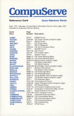 (CompuServe Quick Reference Words)