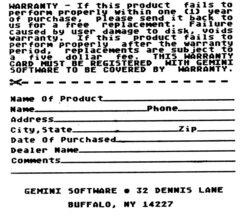 warranty card