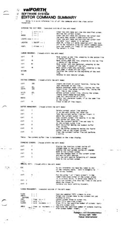 Editor Command Summary