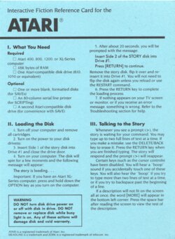 interactive fiction reference card