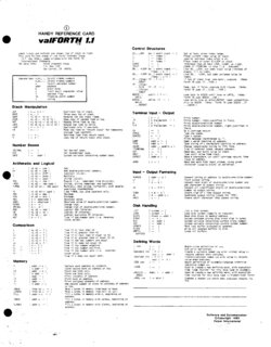 ValForth Reference Card