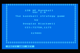 130XE Baseball atari screenshot