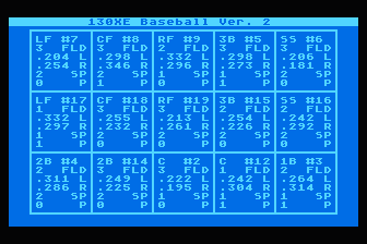 130XE Baseball atari screenshot