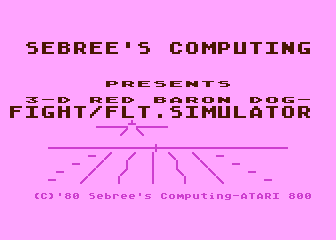 3-D Red Baron atari screenshot