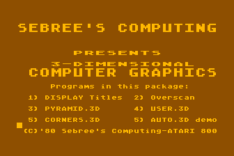 3-Dimensional Computer Graphics atari screenshot