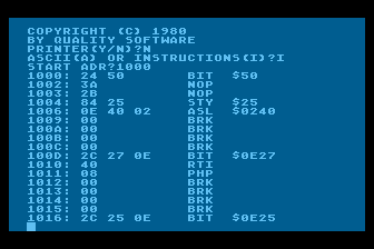 6502 Disassembler atari screenshot