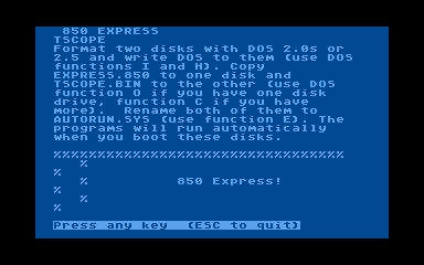 850 Express/Tscope atari screenshot