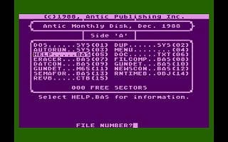 Antic magazine disk December 1988, Vol. 7, No. 8